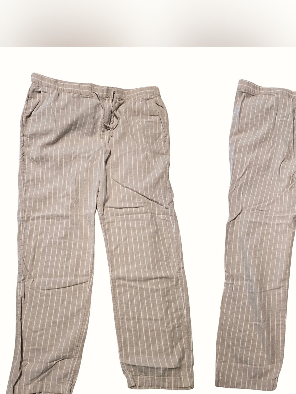 H&M Tan Striped Drawstring Chinos